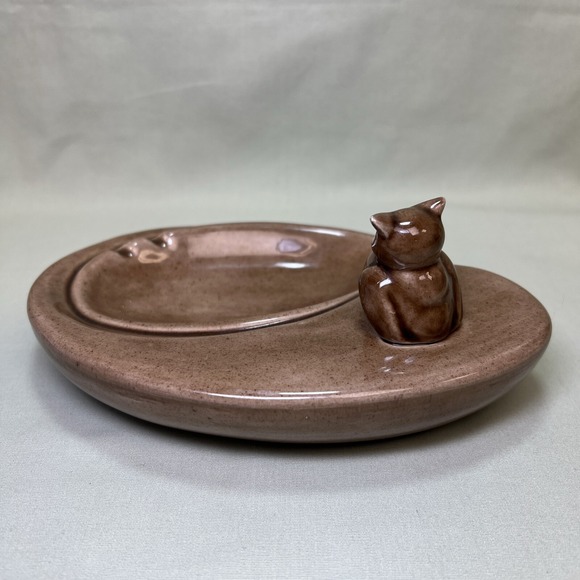 Vintage OWL Ceramic Dish Glossy Brown Ashtray Jewelry Soap Trinket MCM 70s‎ 80s - Picture 7 of 11